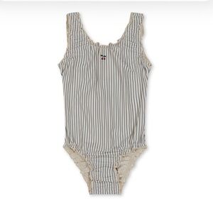 Konges Slojd Collette Swimsuit Blue White Stripes Oeko-Tex Girls SIze 14 Ruffles